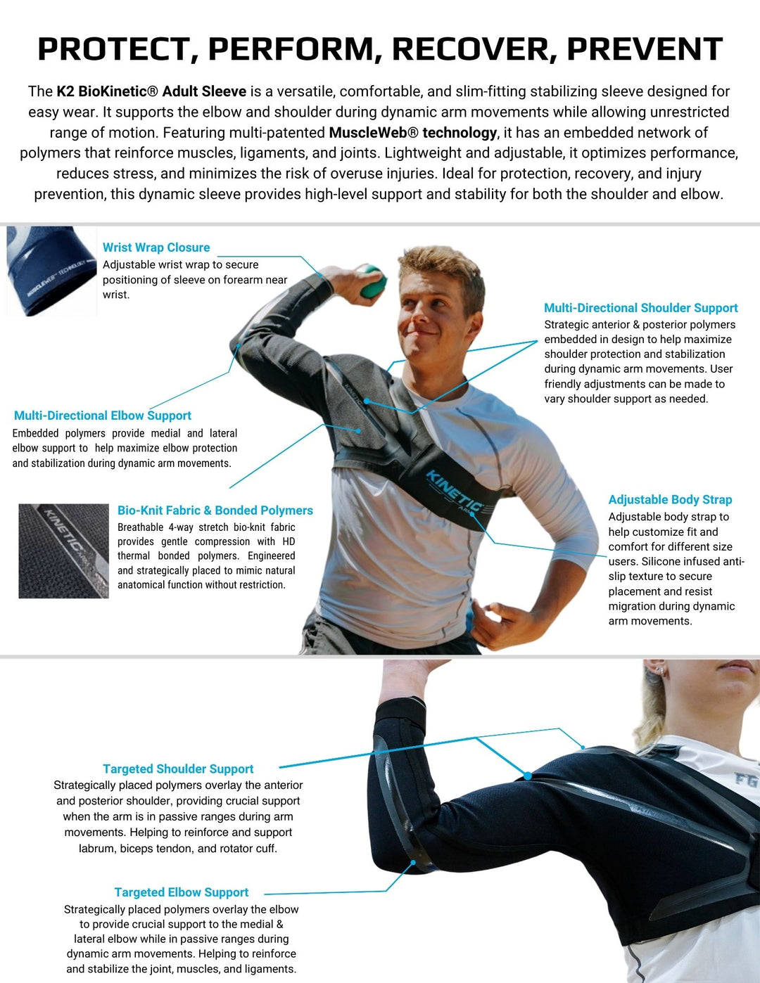 新品同様 キネティックアームKINETIC ARM サイズS 右投げ K2 Adult Sleeve | Dynamic Shoulder & Elbow Support by Kinetic Arm