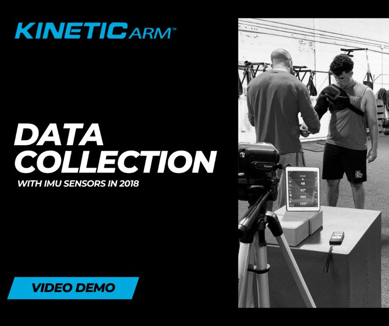 Jason Colleran, inventor of the Kinetic Arm, putting the sleeve on a baseball player before IMU sensor testing, collecting real-time data on arm stress and pitching velocity.