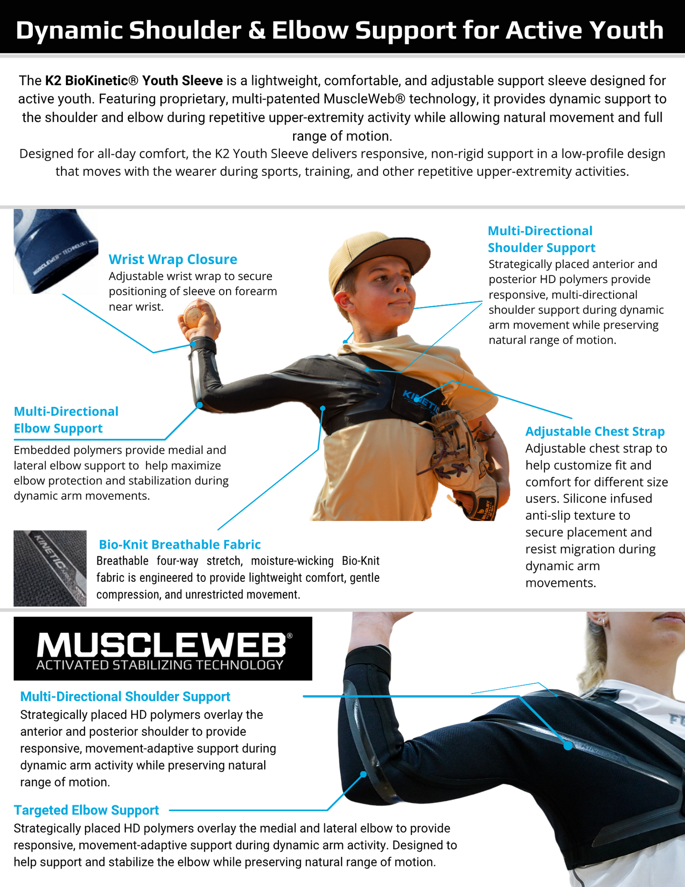 K2 Youth Sleeve | Dynamic Shoulder & Elbow Support for Young