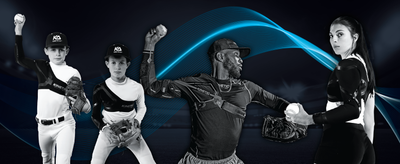 Four athletes wearing the Kinetic Arm in black and white banner photo