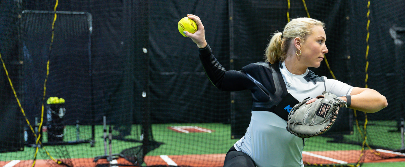 Image of Softball player throwing with K2 Sleeve