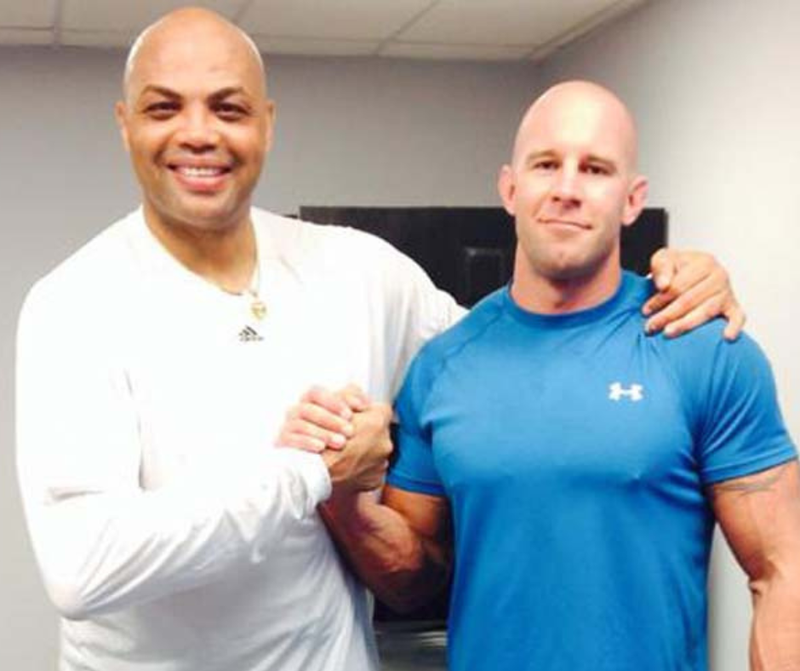 Charles Barkley and Jason Colleran together in picture smiling at camera
